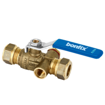 BPE Kogelstopkraan 22mm knel +aftapgelegenheid