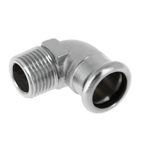 Steel press Knie 3/8 buitendraad x 15 mm.