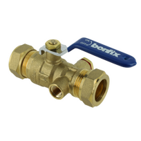 BPE Kogelstopkraan 22mm knel +aftapgelegenheid
