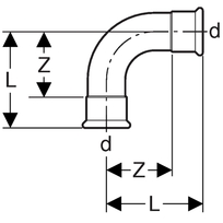 Copper-press Bocht 35mm 90gr.kiwa