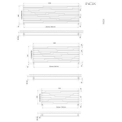 Designradiator Stradivari 420x1150x40 horiz. RVS satin 347W DRL - afb. 2