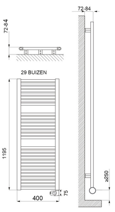 DRL E-Comfort Claudia 1195x400 600W mat zwart DRL - afb. 2