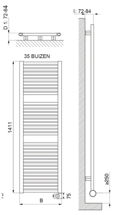 DRL E-Comfort Claudia 1411x400 700W 50cm snoer (VVE=50) DRL - afb. 2