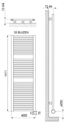 DRL E-Comfort Claudia 1411x400 700W mat zwart DRL - afb. 2