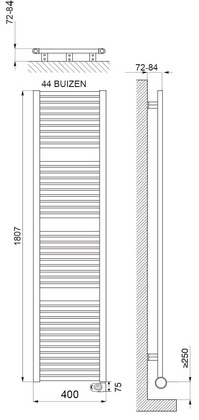 DRL E-Comfort Claudia 1807x400 900W mat zwart DRL - afb. 2