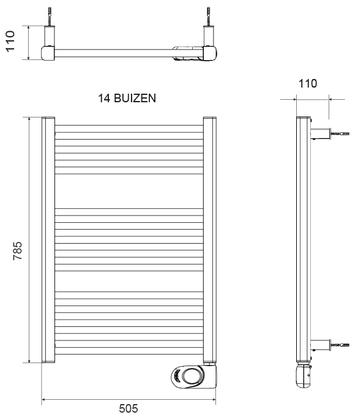 DRL E-Comfort Noxx 785x505mm 500W wit RAL9010 - afb. 2