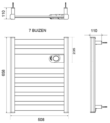 DRL E-Comfort Zion 658x508mm 500W Antraciet RAL7016 - afb. 2
