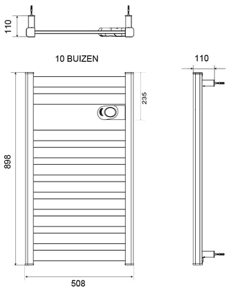 DRL E-Comfort Zion 898x508mm 750W Antraciet RAL7016 - afb. 2