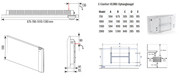 Elektr. radiator E-Comfort Klima Wifi 504x1010 1500W RAL9003 DRL - afb. 5