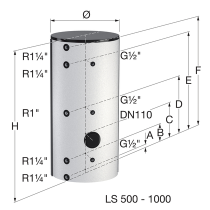 Flamco buffervat LS 500 wit met isolatie - afb. 7