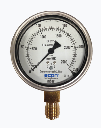 gAvilar manometer 100mm RVS 0-250mbar 1/ - afb. 1