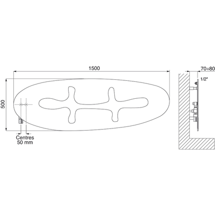 Paneelradiator Jungle 500x1500x10 horiz. cnt control 573W DRL - afb. 3