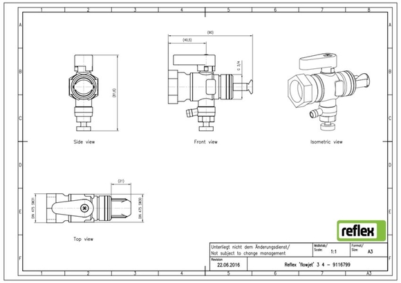 Reflex doorstroomarmatuur 3/4" Flowjet 9 - afb. 3