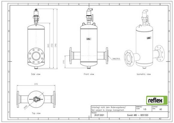 Reflex exair lucht DN 80 flensaansluitin - afb. 6