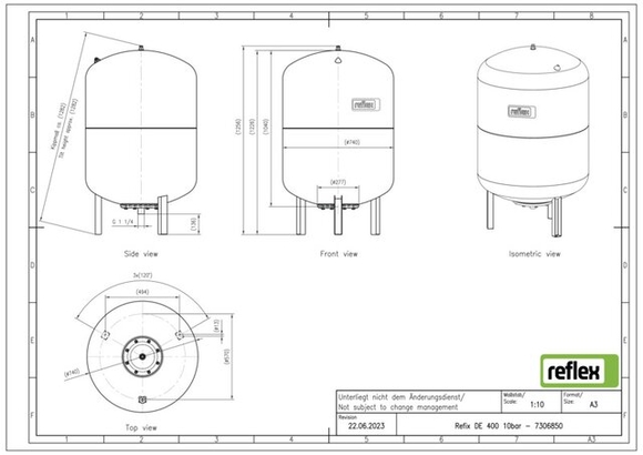Reflex exp.vat 1000DE 16bar blauw 730691 - afb. 2