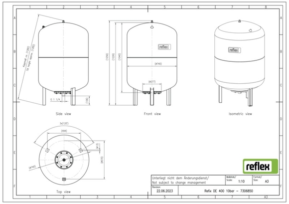 Reflex exp.vat 1000DE 16bar blauw 730691 - afb. 3
