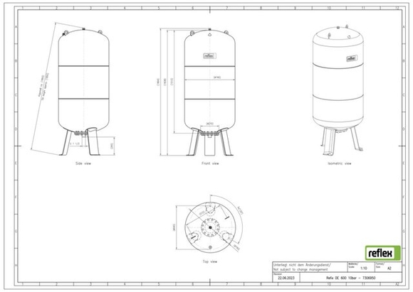Reflex exp.vat 600DE 10bar 4,0 blauw 730 - afb. 4