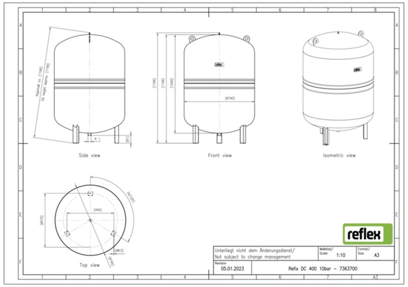 Reflex exp.vat DC400 10bar sanitair comp - afb. 3