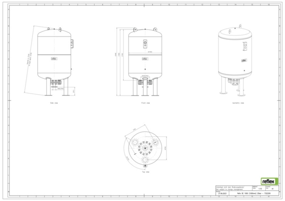 Reflex exp.vat DE1000/1000 25bar DN65 ni - afb. 3