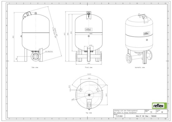 Reflex exp.vat DT100 10bar PN50/PN16 duo - afb. 2
