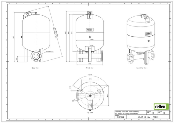 Reflex exp.vat DT100 16bar DN65/PN16 duo - afb. 3