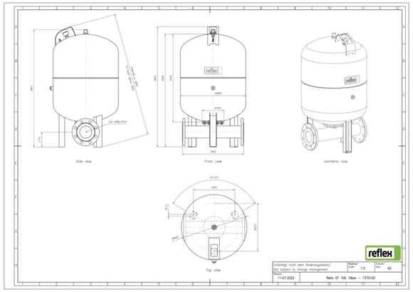 Reflex exp.vat DT100 16bar DN80/PN16 duo - afb. 3