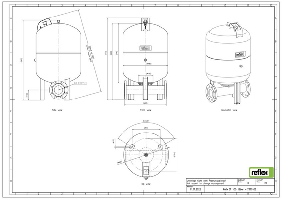 Reflex exp.vat DT100 16bar DN80/PN16 duo - afb. 3