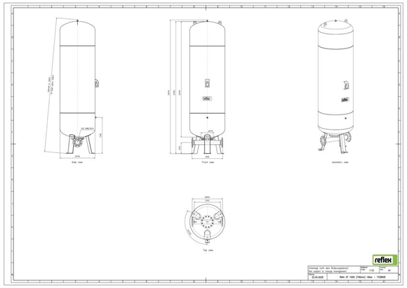 Reflex exp.vat DT1000/740 16bar DN80/PN1 - afb. 3
