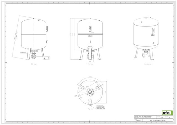 Reflex exp.vat DT1500 10bar DN100/PN16 d - afb. 2