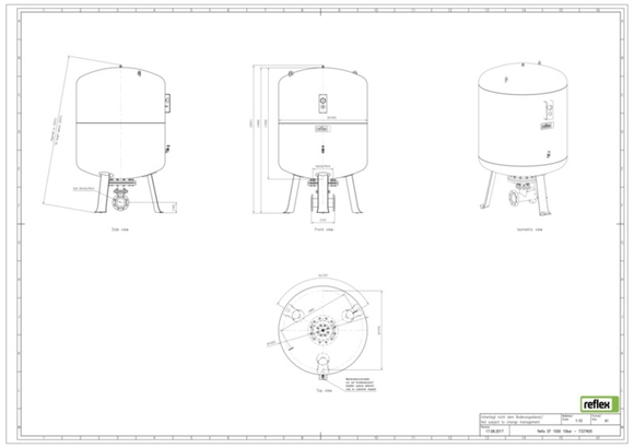 Reflex exp.vat DT1500 10bar DN100/PN16 d - afb. 3