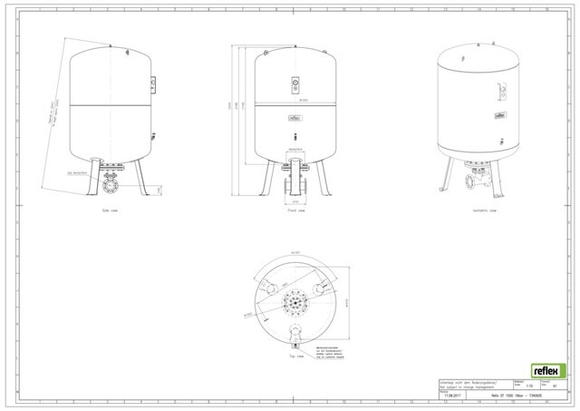 Reflex exp.vat DT1500 16bar DN100/PN16 d - afb. 2