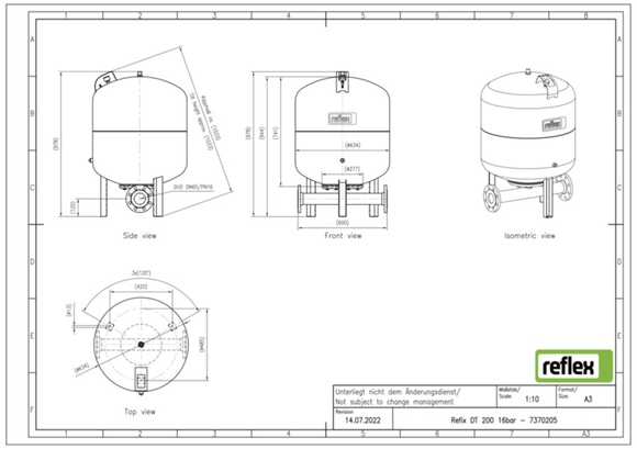 Reflex exp.vat DT200 16bar DN65/PN16 duo - afb. 3