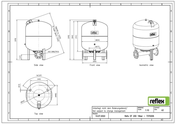 Reflex exp.vat DT200 16bar DN80/PN16 duo - afb. 3