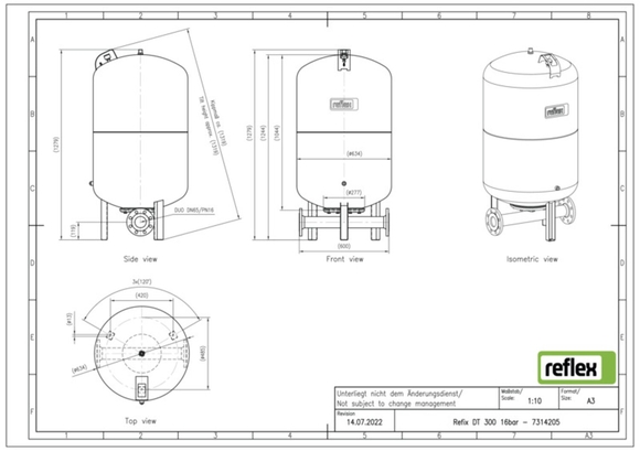 Reflex exp.vat DT300 16bar DN65/PN16 duo - afb. 3