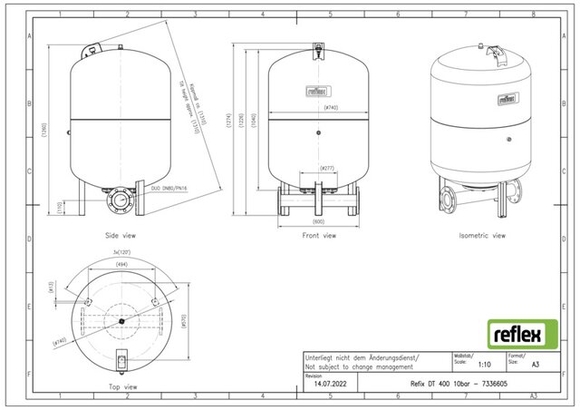 Reflex exp.vat DT400 10bar DN80/PN16 duo - afb. 2