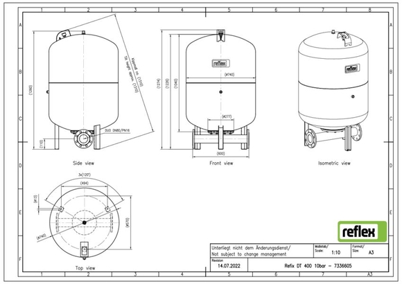 Reflex exp.vat DT400 10bar DN80/PN16 duo - afb. 3