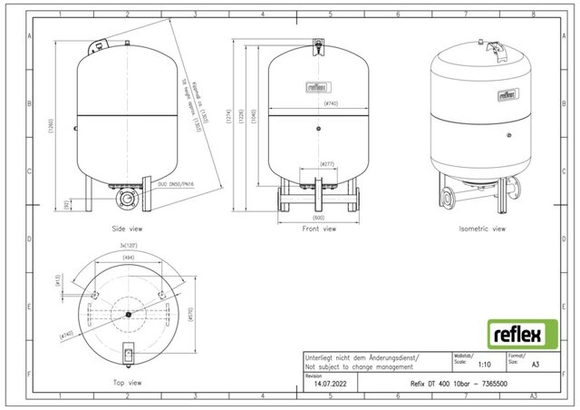 Reflex exp.vat DT400 10bar PN50/PN16 duo - afb. 2