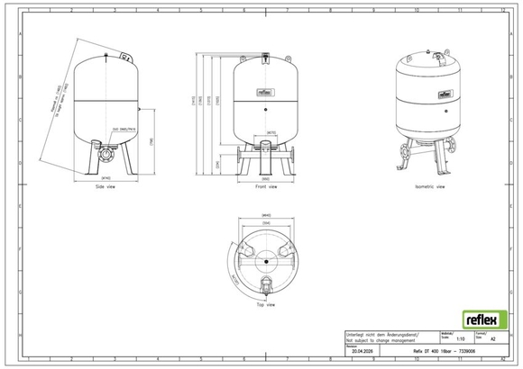 Reflex exp.vat DT400 16bar DN65/PN16 duo - afb. 3