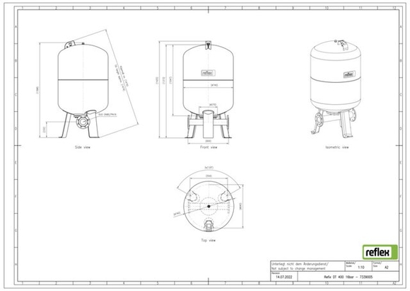 Reflex exp.vat DT400 16bar DN80/PN16 duo - afb. 4
