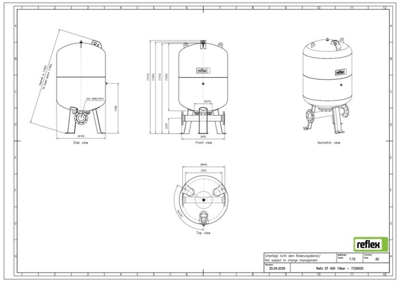 Reflex exp.vat DT400 16bar DN80/PN16 duo - afb. 3