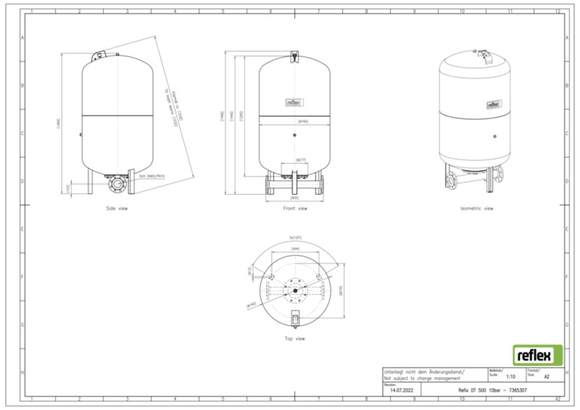 Reflex exp.vat DT500 10bar DN65/PN16 duo - afb. 3