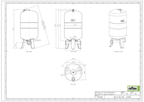Reflex exp.vat DT500 16bar DN65/PN16 duo - afb. 2