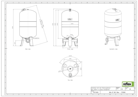 Reflex exp.vat DT500 16bar DN65/PN16 duo - afb. 3