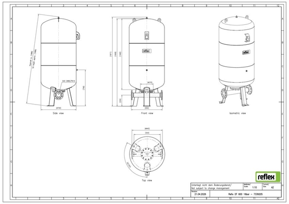 Reflex exp.vat DT600 16bar DN80/PN16 duo - afb. 3