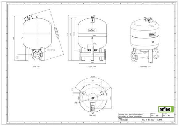 Reflex exp.vat DT80 10bar DN65/PN16 duo - afb. 3