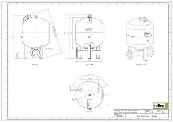 Reflex exp.vat DT80 16bar DN65/PN16 duo - afb. 4