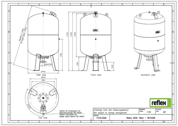 Reflex exp.vat G400 16bar 3,5 met manome - afb. 3