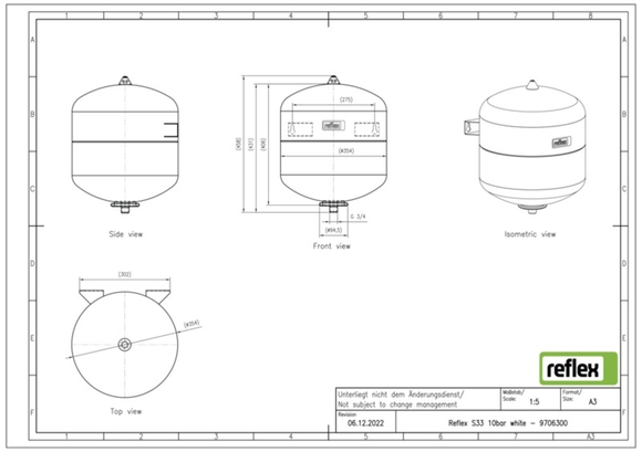 Reflex exp.vat S33 10/1,5bar Solar met b - afb. 3