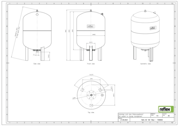 Reflex exp.vat 100DE 10bar 4,0 blauw 730 - afb. 3