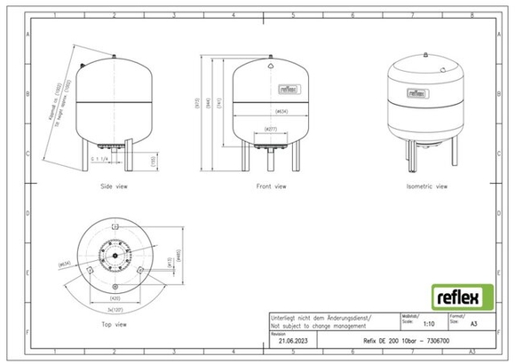 Reflex exp.vat 200DE 10bar 4,0 blauw 730 - afb. 2